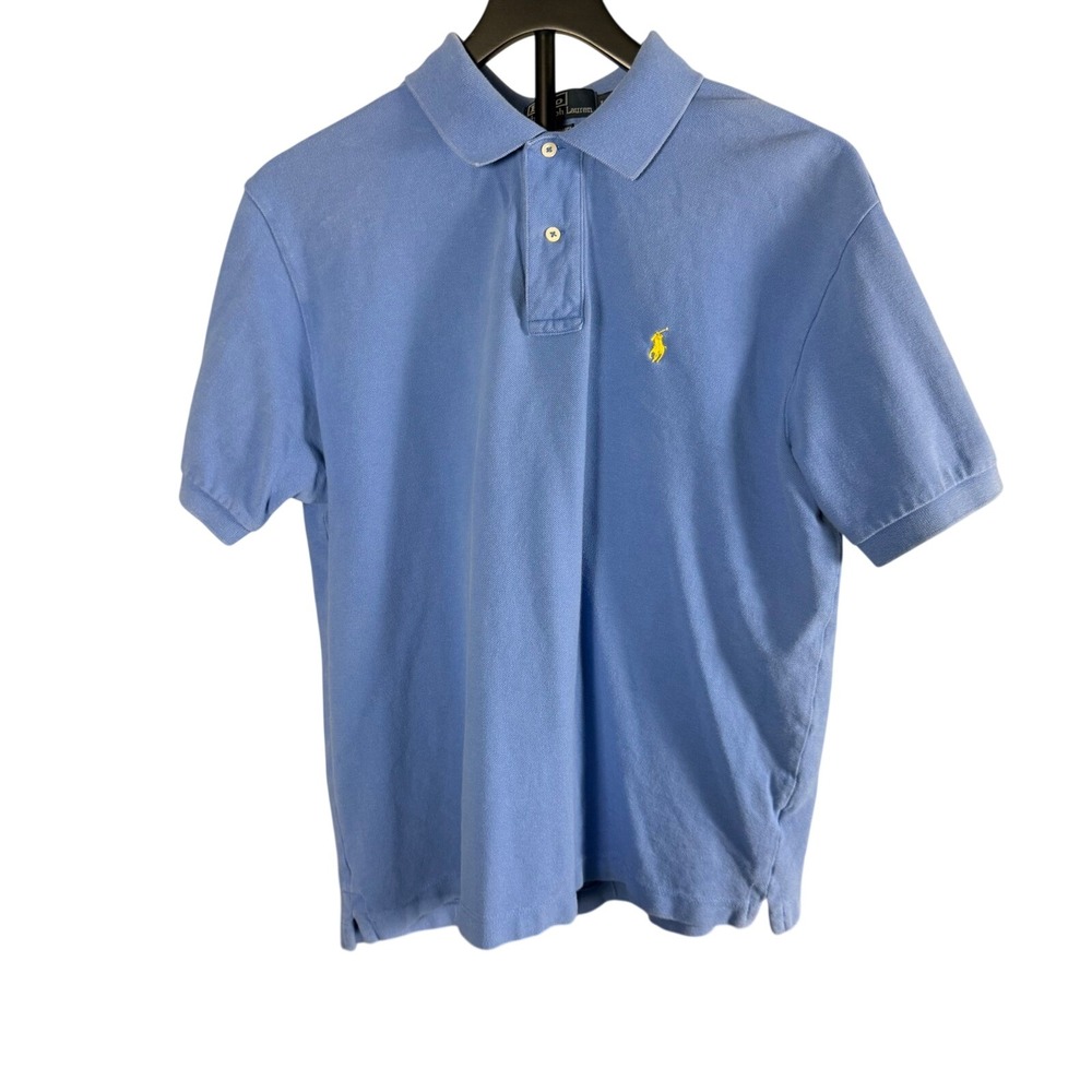 Polo Ralph Lauren Mens Large Light Blue Cotton Pique Short Sleeve Pony Polo Shir